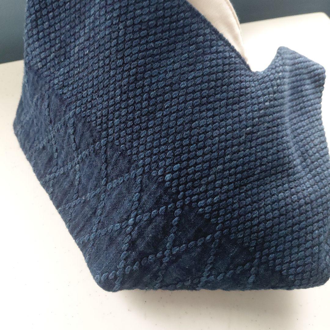 武州正藍染　手提げバッグ　小　二重刺子　濃紺