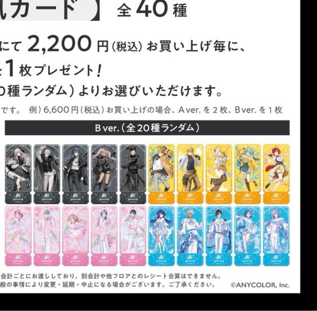 にじさんじ　8th 特典　共通衣装 チェキ チケット カード