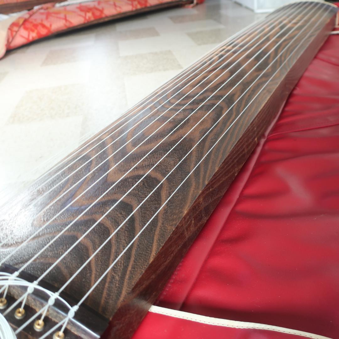 琴 13弦 綾杉彫り くり甲 透かし玉縁包み 全長約185cm 和楽器