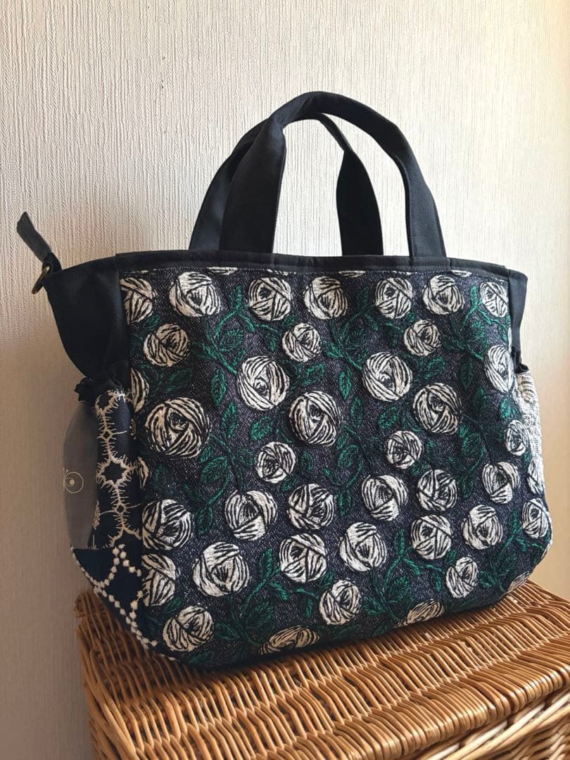 ミナペルホネン＊パッチギャザポケファスナートートLL✂️ハンドメイド