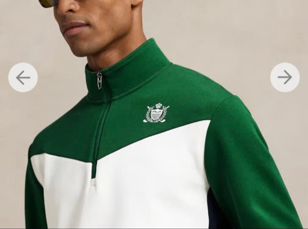 RLX ゴルフ カラーブロック ダブルニット プルオーバー M モックネック 緑