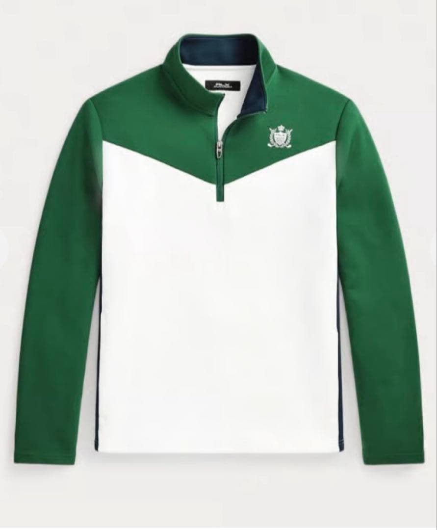 RLX ゴルフ カラーブロック ダブルニット プルオーバー M モックネック 緑