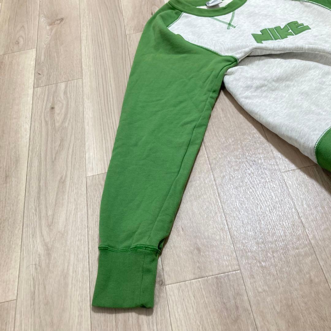 00s NIKE ゴツナイキロゴ刺繍ラグランスウェット 表記L 銀タグ　カマボコ