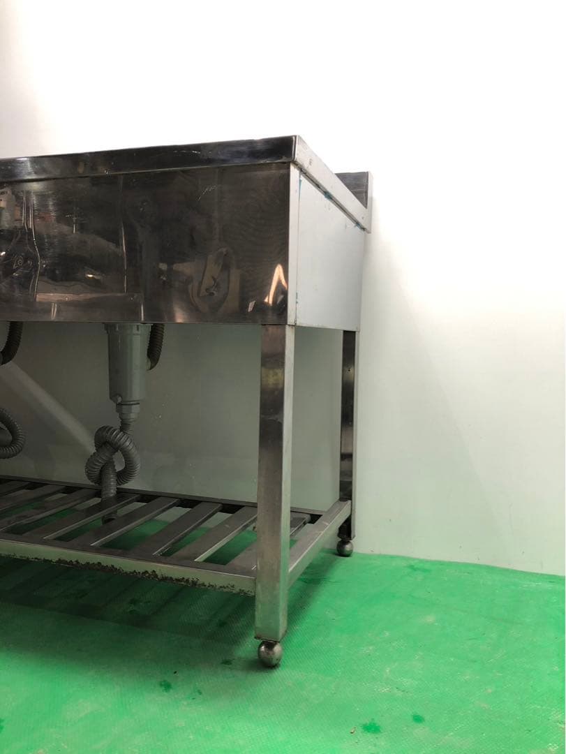 ☆地域限定送料無料☆工場整備品☆ニ槽シンク　水切付　幅1200 ステンレス