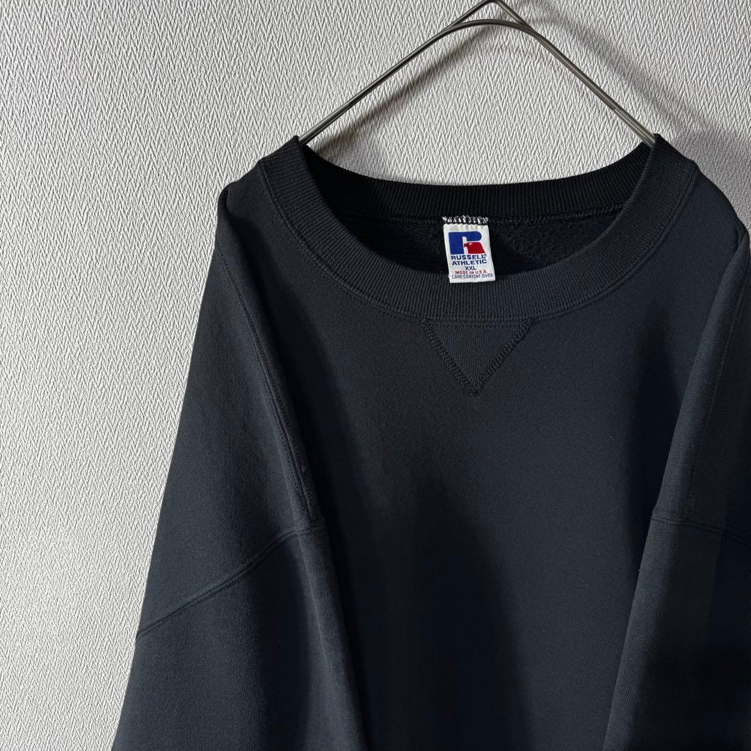 M*i様 希少 90s USA製 RUSSELL PLAIN 無地 前V ブラッ