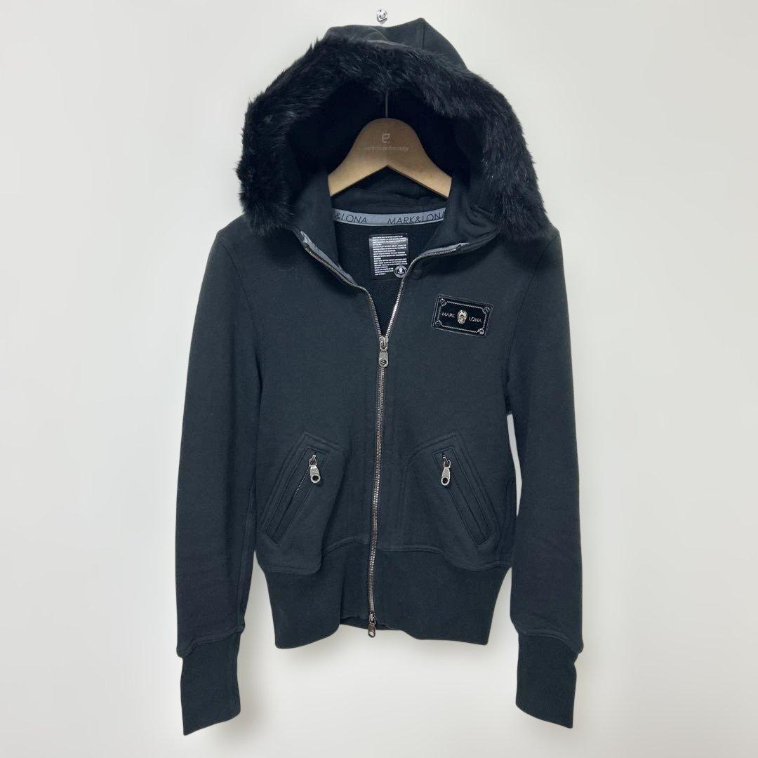 MARK&LONA ジップパーカー 2WAY ファー付 スカル S