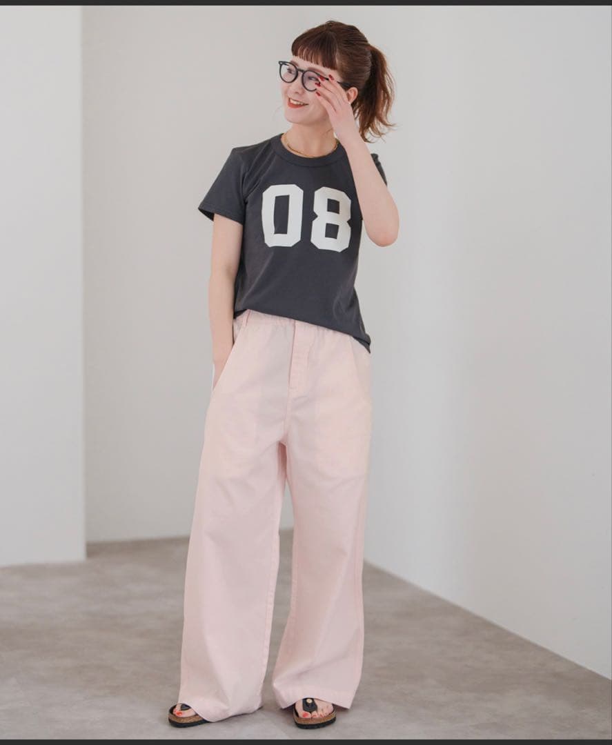 スピックアンドスパン完売ピンク ギャザーチノパンツ38 未使用