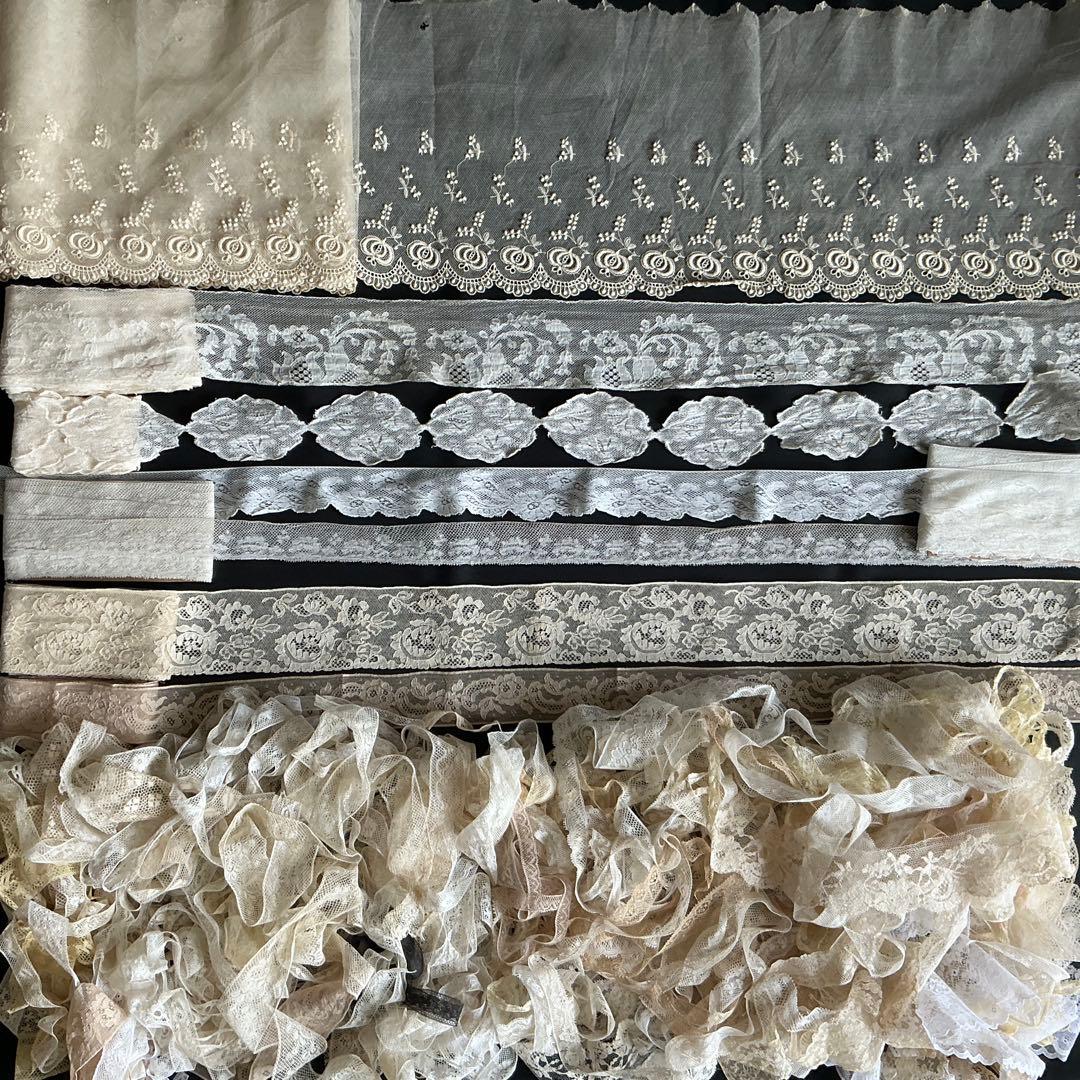 フランスアンティーク　レース　大量セット♡　長尺　ハギレ　ヴァランシエンヌレース