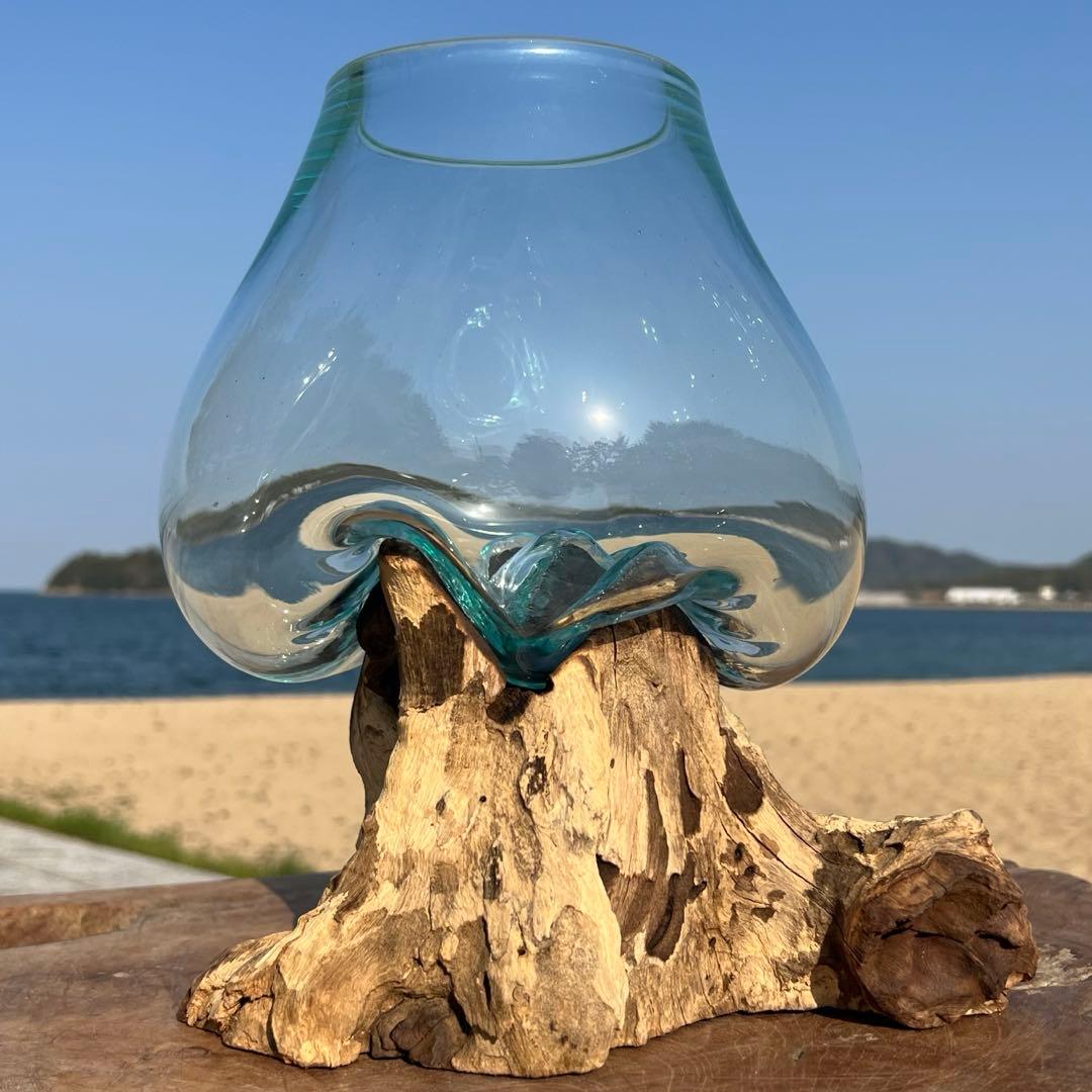 流木ガラスオブジェ大D 花瓶 金魚鉢 ガーデニング フラワーポット 水槽 アート