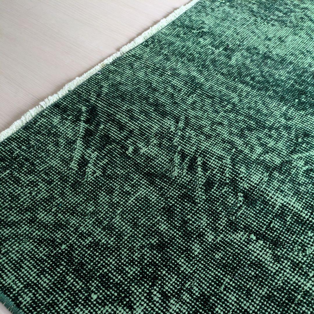 85×197 グリーンワンカラーオーバーダイ　トルコヴィンテージラグ