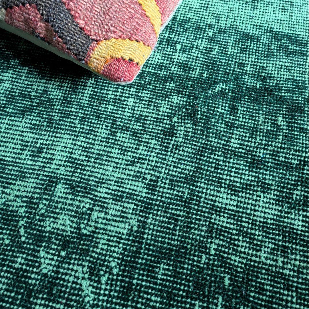 85×197 グリーンワンカラーオーバーダイ　トルコヴィンテージラグ