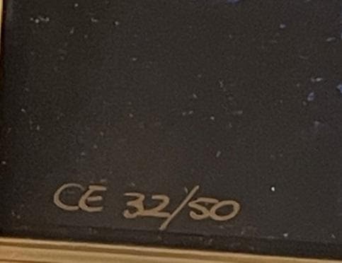 【真作】ダイヤ４個付クリスチャン・ラッセン Lassen「ミッドナイトブルーⅡ」