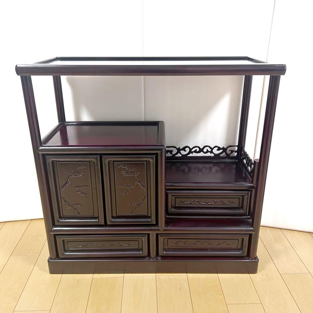 茶棚 茶箪笥 昭和レトロ 古家具 飾棚 古民家　松模様　松文様　吉祥文様