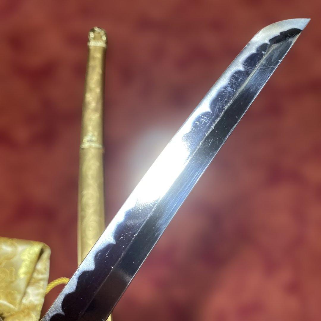 模造刀(刀袋付) 太刀造り 金具装飾 金茶柄 太刀型金鍔