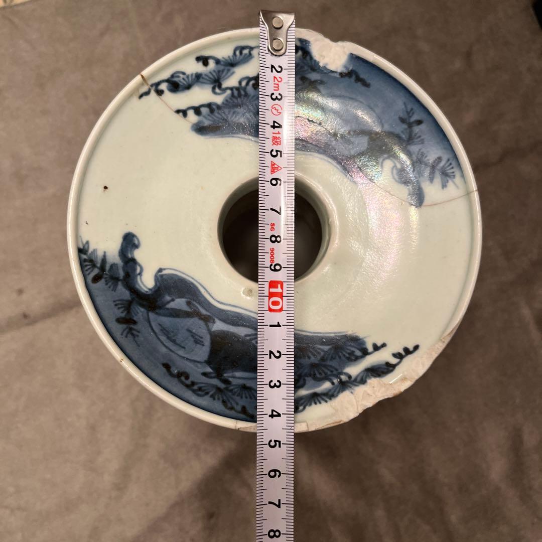 ビンテージ五ツメの青龍絵柄の陶器花瓶