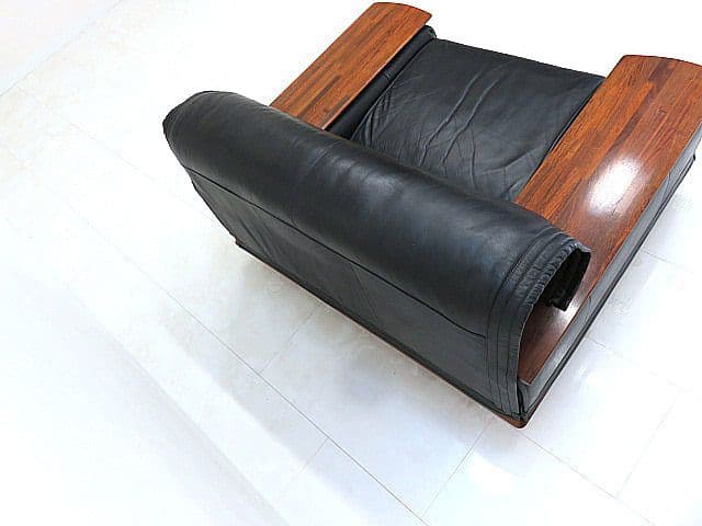 展示品　カリモク ビベンテ 本革1人掛けソファ 花梨材 ローズウッド