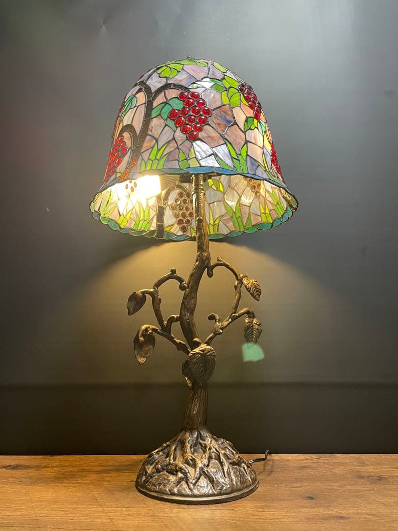ヴィンテージ　ステンドグラステーブルスタンド　テーブルランプ　葡萄(大)88cm