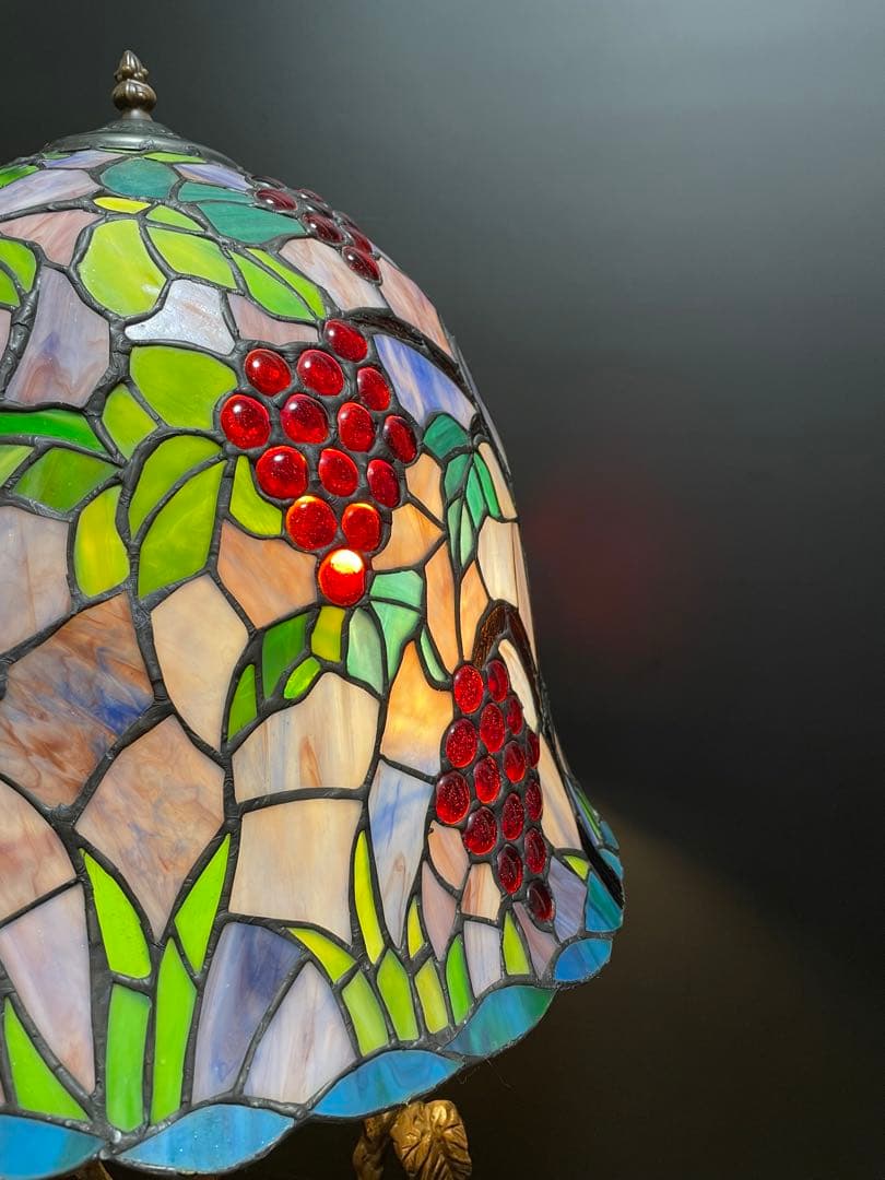 ヴィンテージ　ステンドグラステーブルスタンド　テーブルランプ　葡萄(大)88cm