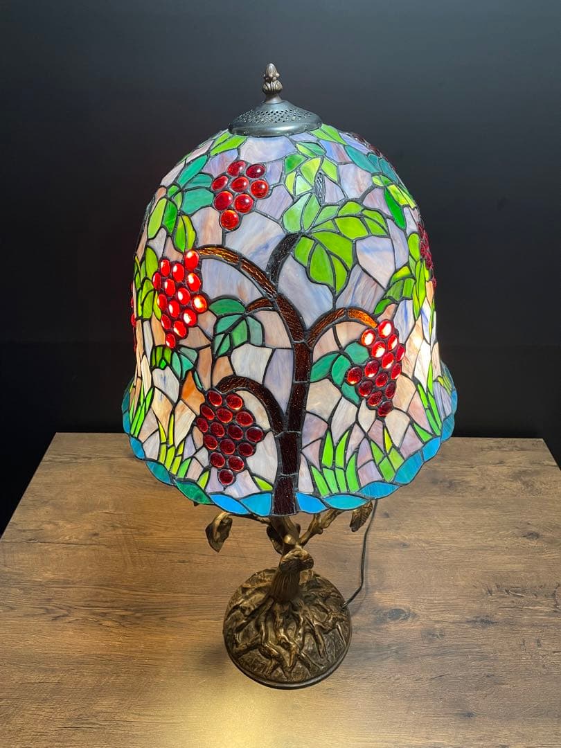 ヴィンテージ　ステンドグラステーブルスタンド　テーブルランプ　葡萄(大)88cm