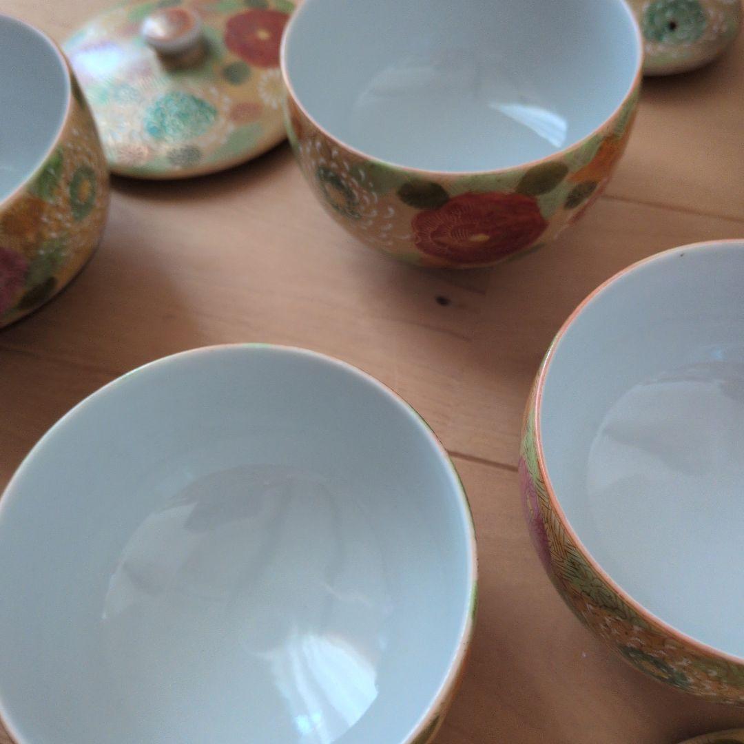 茶道具セット 花柄 陶器製 6点 九谷焼