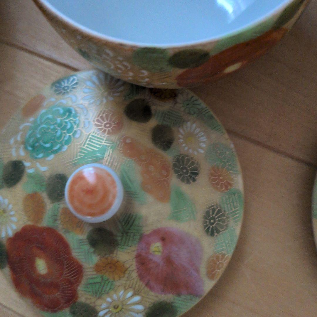 茶道具セット 花柄 陶器製 6点 九谷焼