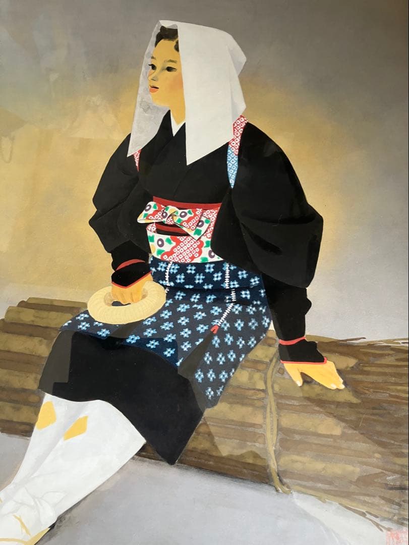 京都画壇⭐︎海老名正夫「大原女」日本画