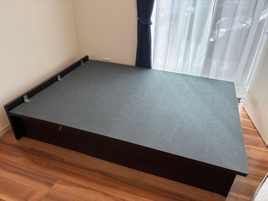 ニトリ　ダブルベッド　跳ね上げ式　ブラウン　マットレスなし