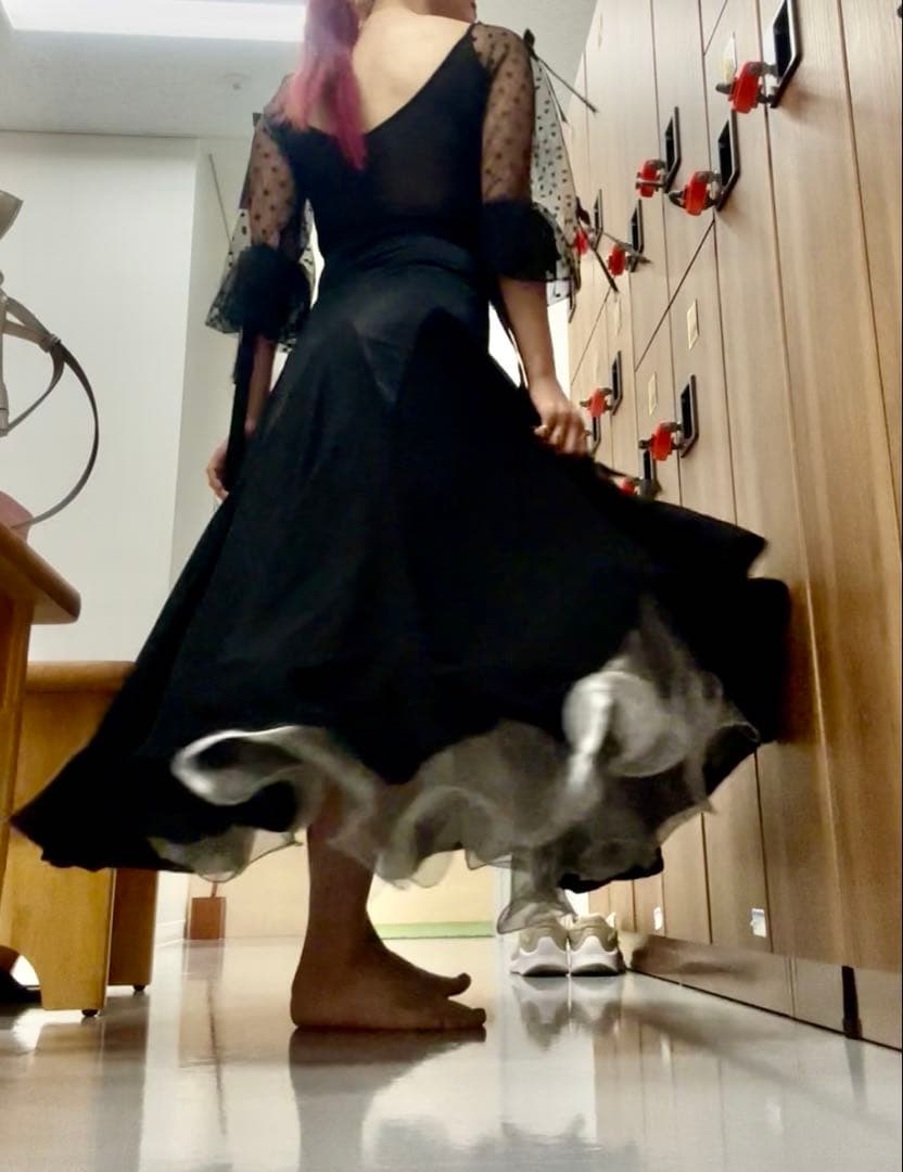 社交ダンス ドレス 石ナシ used サイズS 黒 ブラック