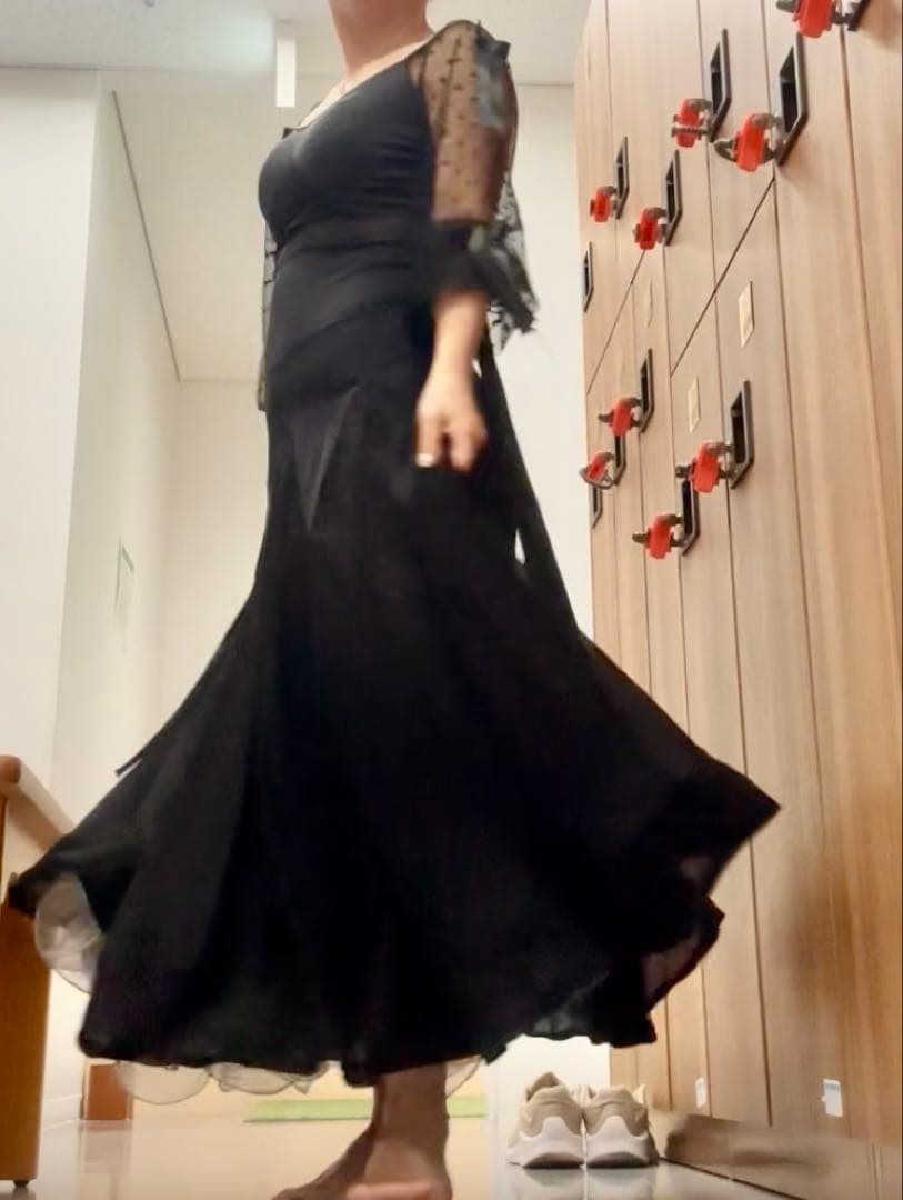 社交ダンス ドレス 石ナシ used サイズS 黒 ブラック