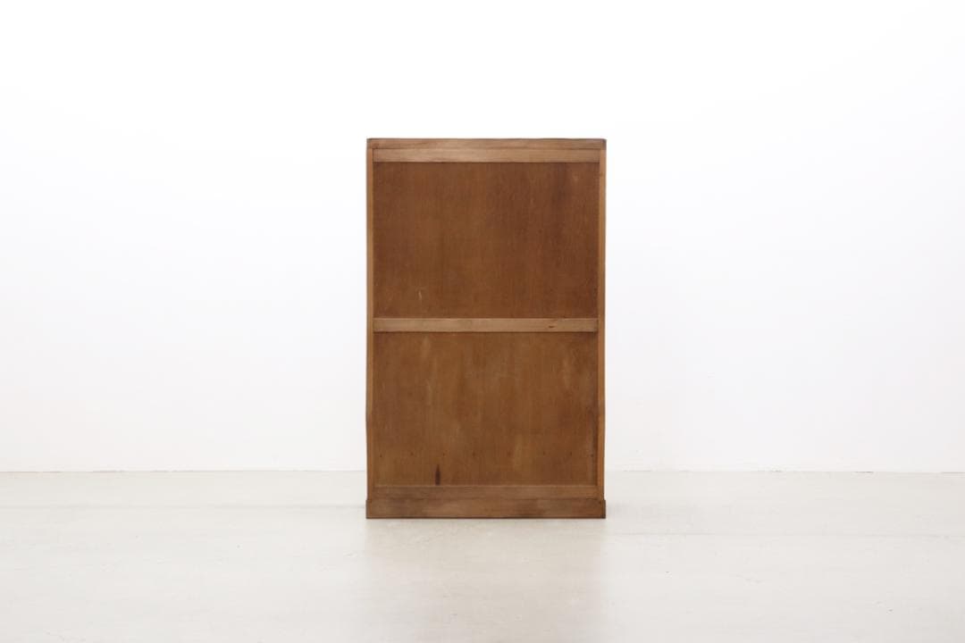 レトロ 無垢材 本箱 食器棚 書庫 戸棚 モールガラス キャビネット 水屋箪笥