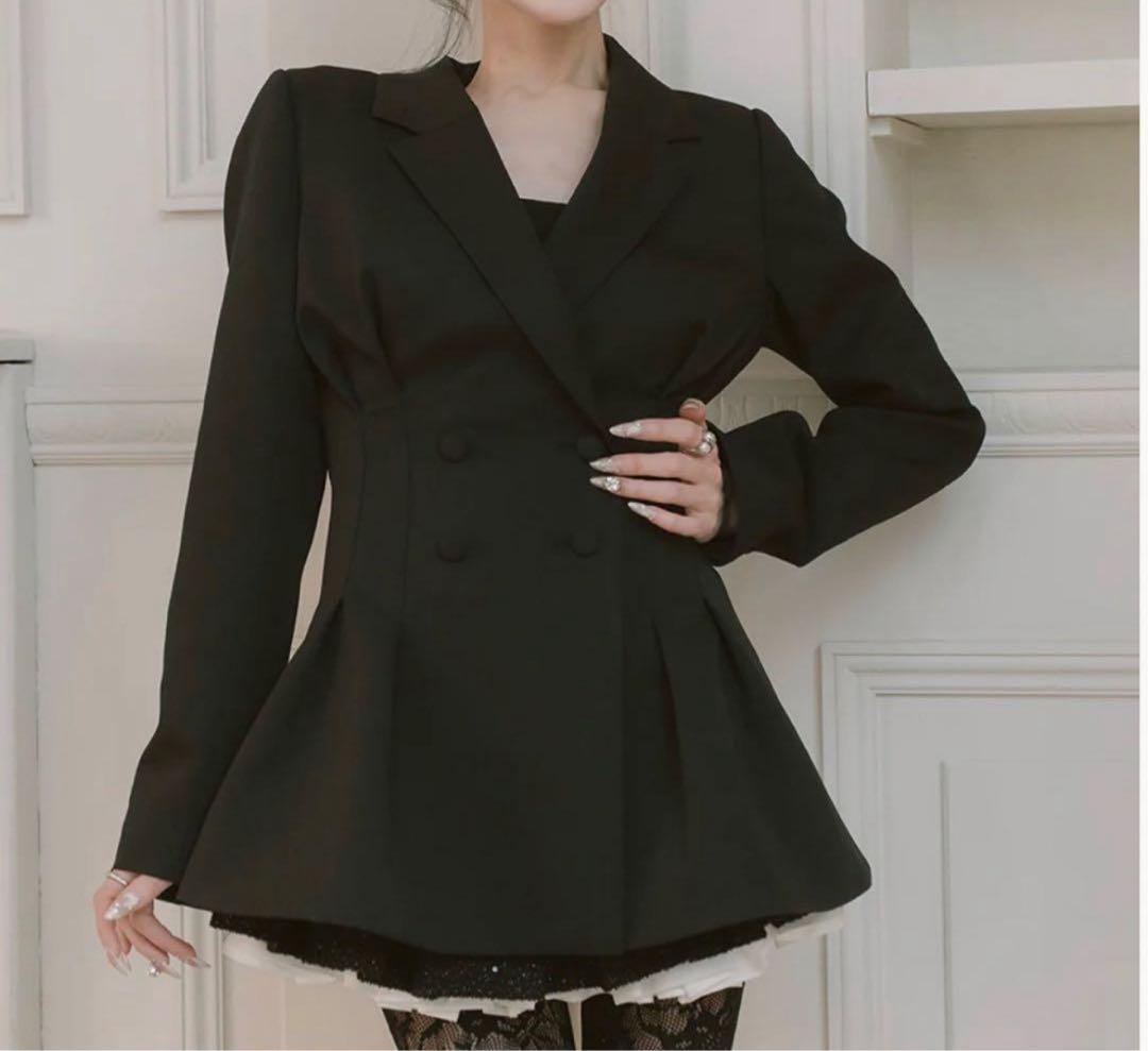 Darich ダーリッチ　パネルデザインシルエットペプラムジャケット　BLK 黒