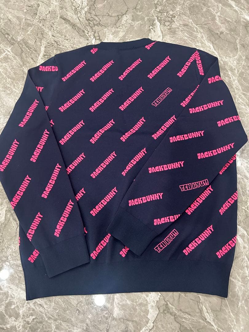 新品未使用 ジャックバニー 薄手ニット Lサイズ相当 ネイビー ピンク