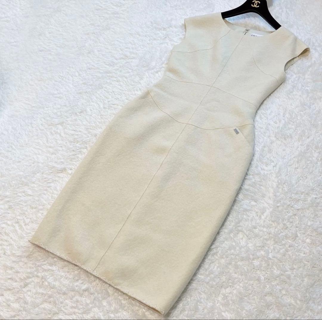 美品◆CHANEL◆ココマーク裏地　ワンピース　アイボリー