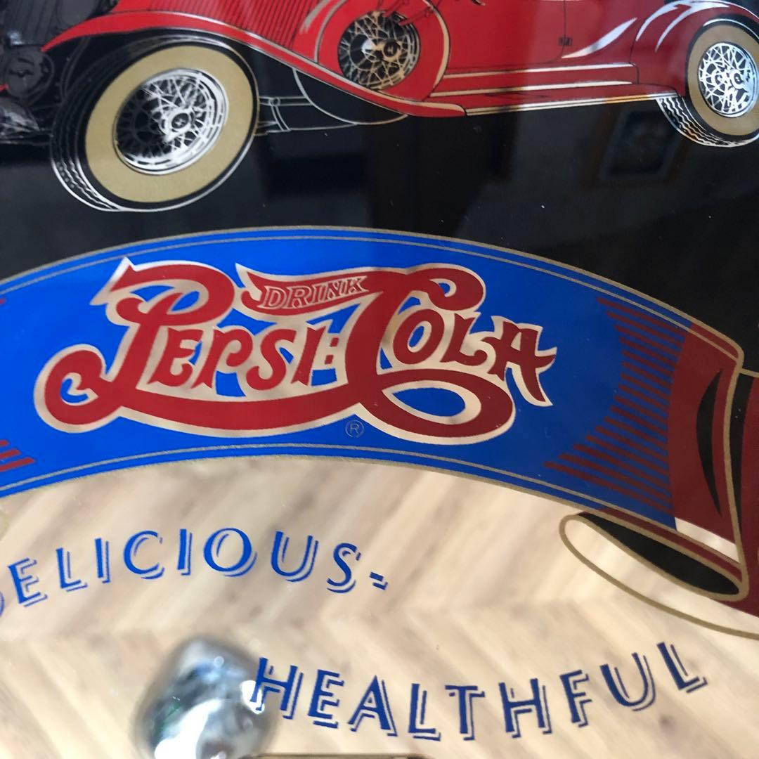 アメリカUSAビンテージペプシコーラ木枠フレームパブミラーバーサイン鏡40cm