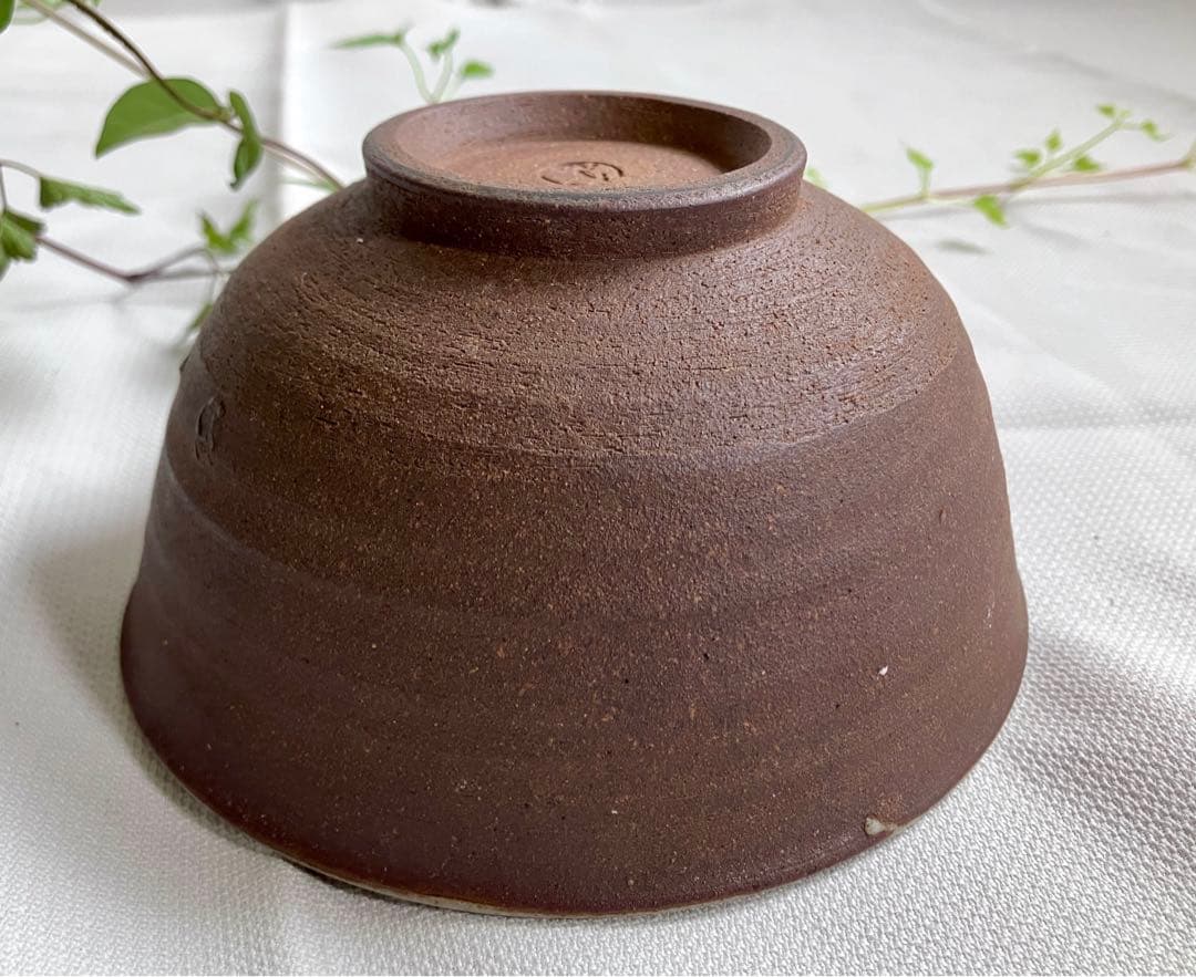 ✅お茶道/茶器/抹茶椀/側面は素焼き見込みにのみ釉薬✅極美品
