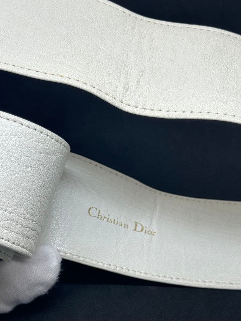 Diorディオール サッシュベルト レザー ホワイト フリーサイズ