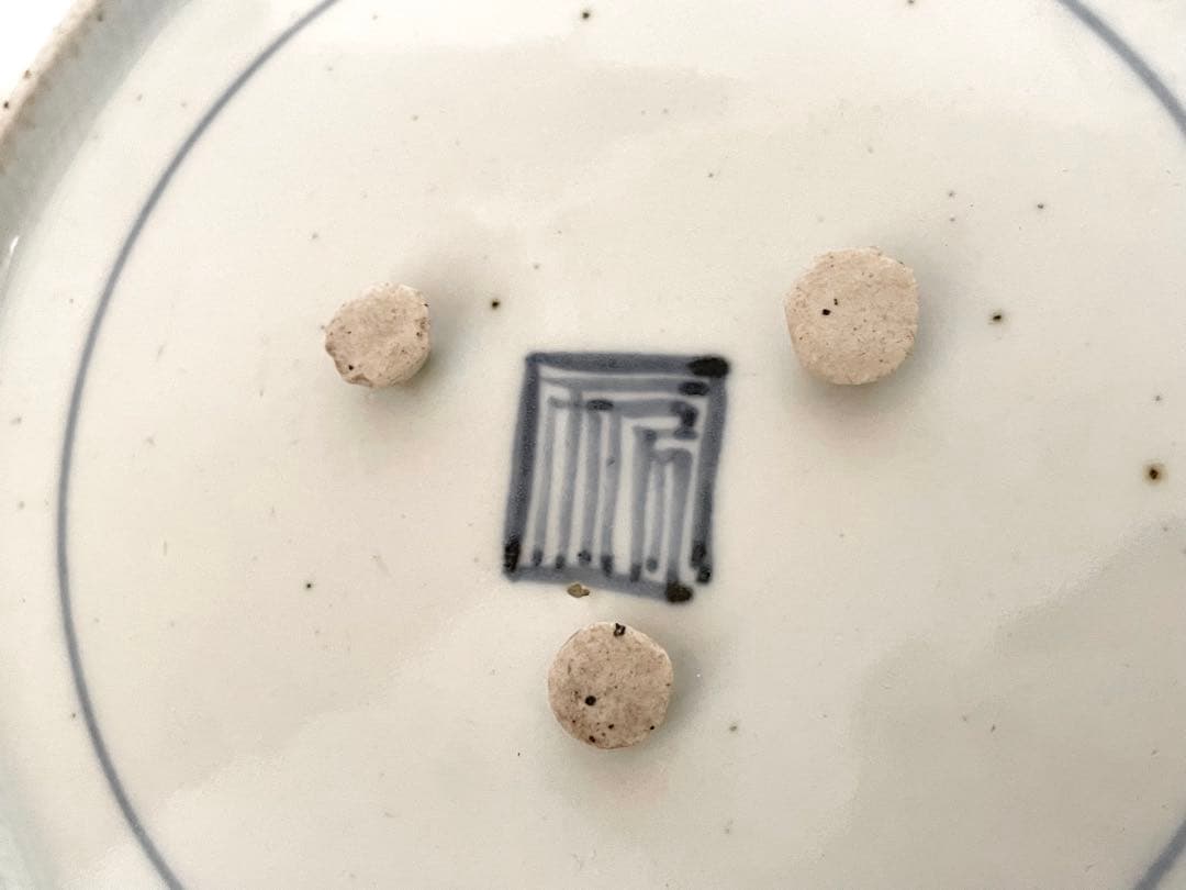 骨董　アンティーク　藍九谷　古九谷金銀彩　輪花　七寸皿　牡丹　蛇籠　水車