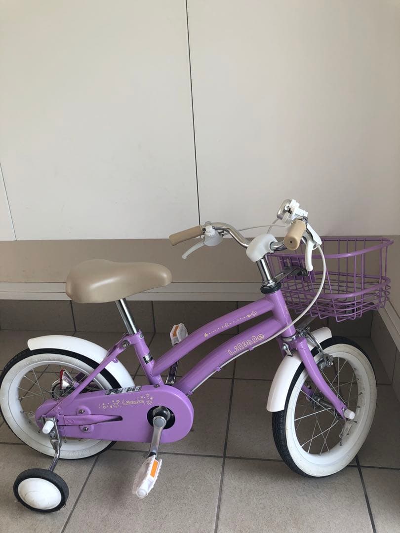 幼児用自転車 紫色 補助輪付き