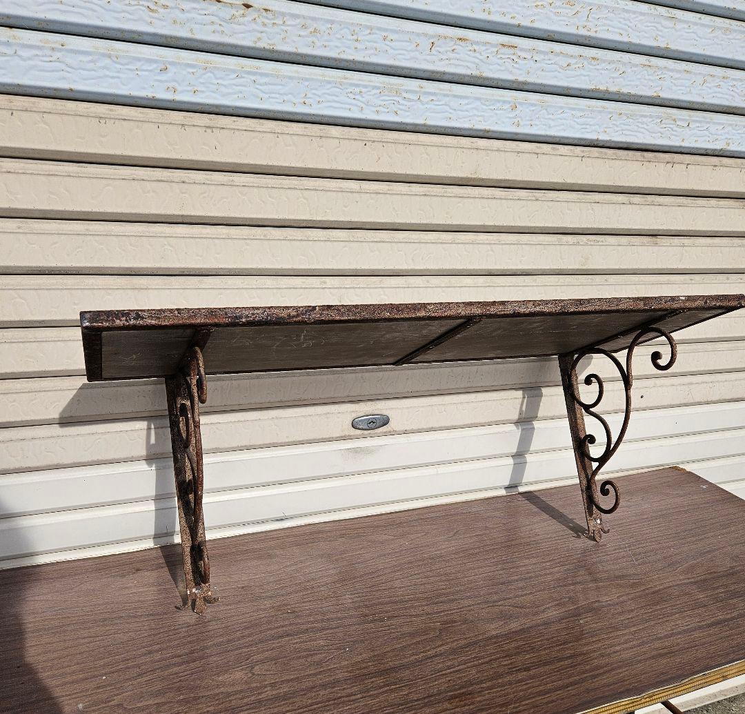 インダストリアル ヴィンテージ 木と鉄のウォールシェルフ 壁掛け 飾り棚 ラック