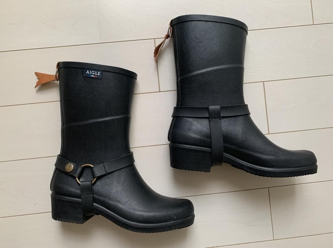 AIGLE ミスジュリー　ラバーブーツ　レインブーツ　黒