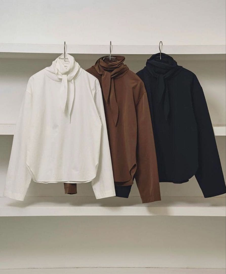 todayful Roundhem Tie Blouse ブラウン