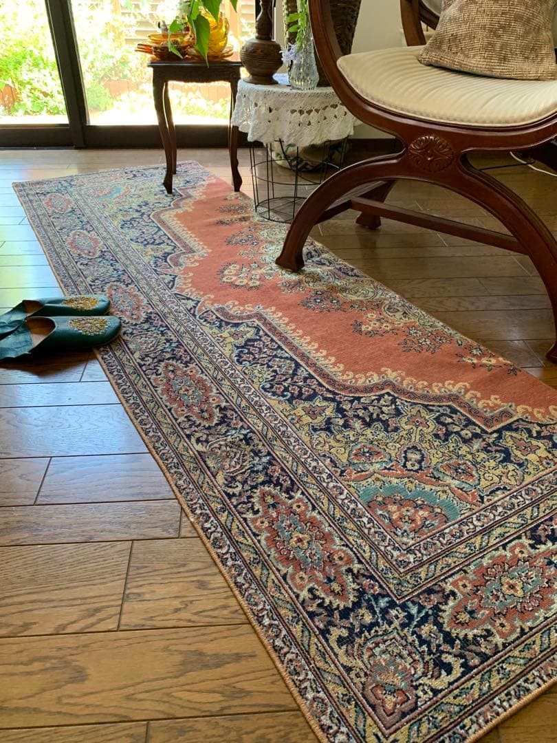 トルコヴィンテージラグ　215×71ロングランナー　カイセリ　アンティークピンク