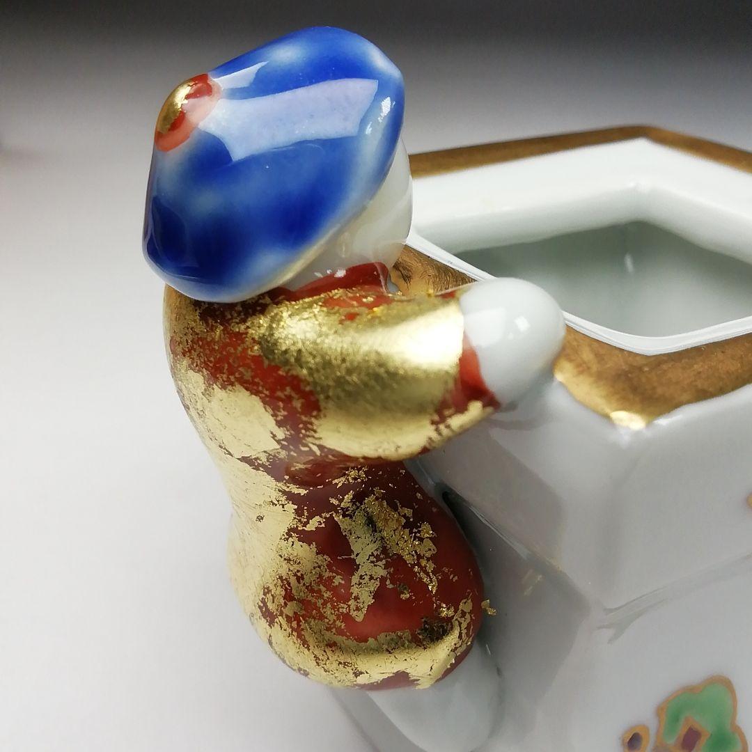 Ｗ５０　蓋置　『色絵　一閑人』『高野昭阿弥 造』　共箱　茶道具