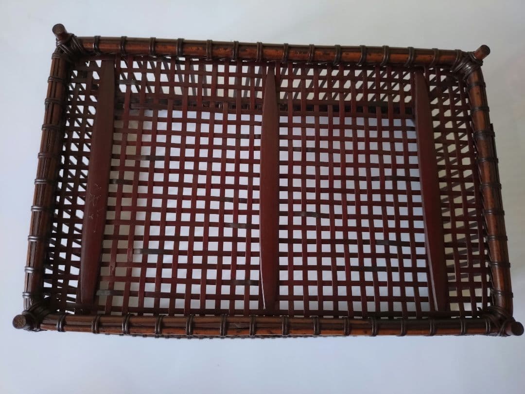 3 竹組透し篭 茶道具 篭 籠　 安藤竹良斎　共箱