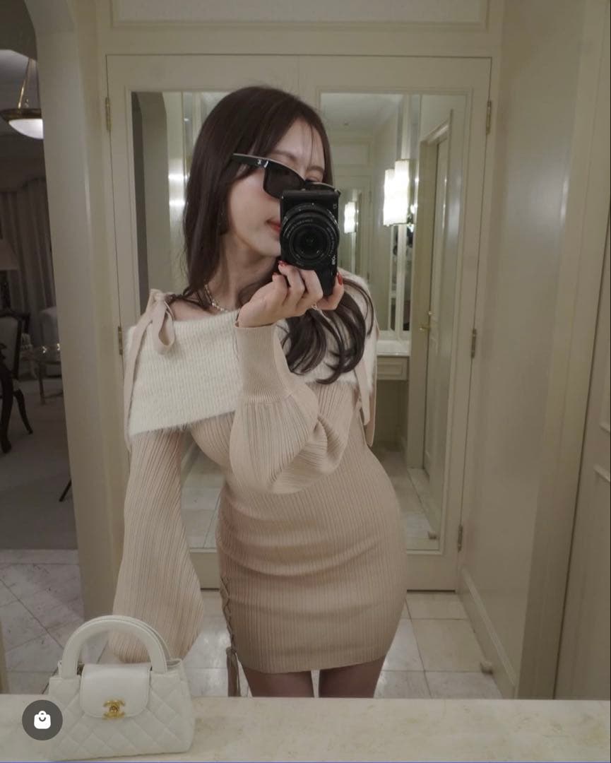 【amerge】 feather offshoulder onepiece