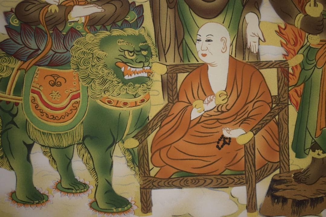 真作/真言十三佛図/真言十三仏図/木崎香秀/桐共箱付/布袋屋掛軸HI-586