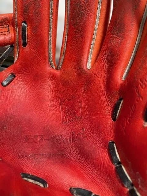 赤 レザー 硬式野球グローブハイゴールド 内野手用