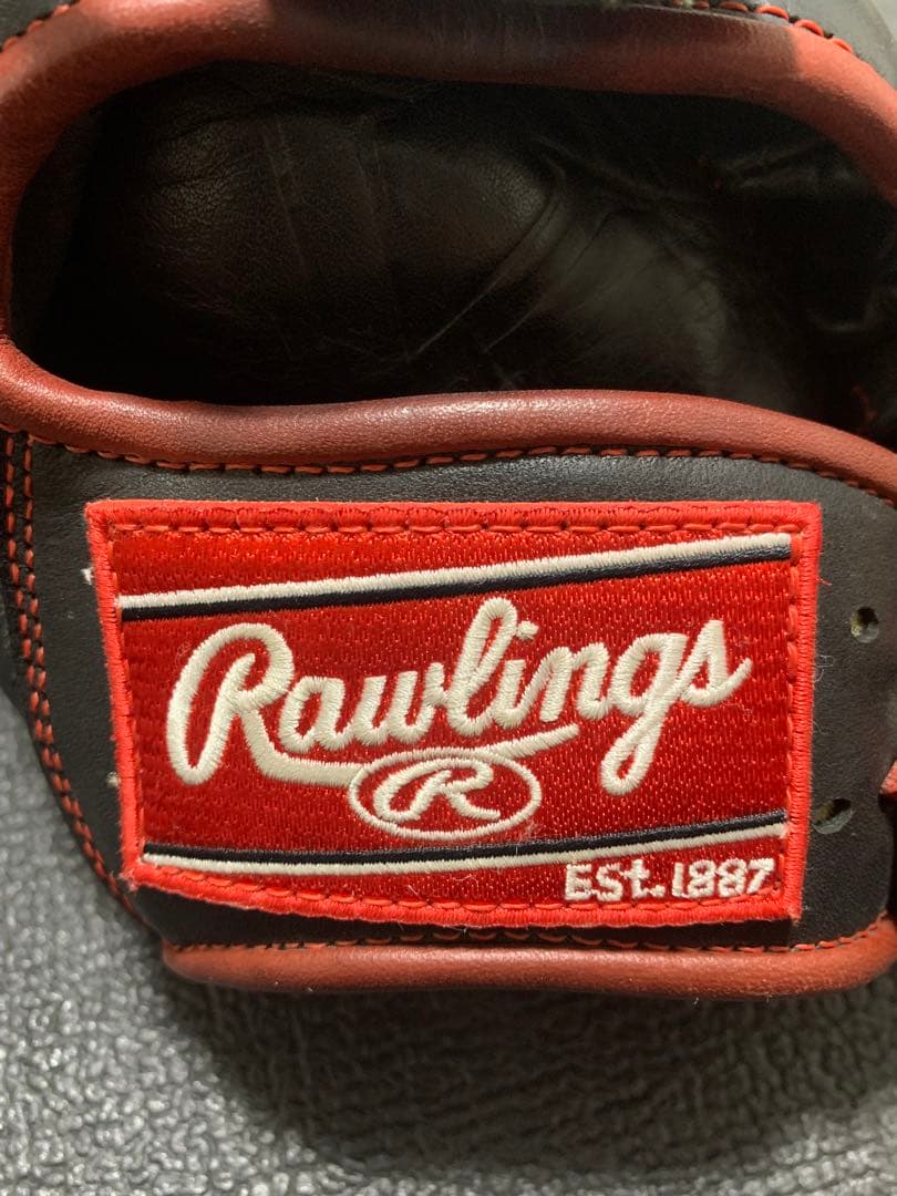 ローリングス　グローブ　軟式　左投げ　投手用　黒赤　メジャー　野球　グラブ