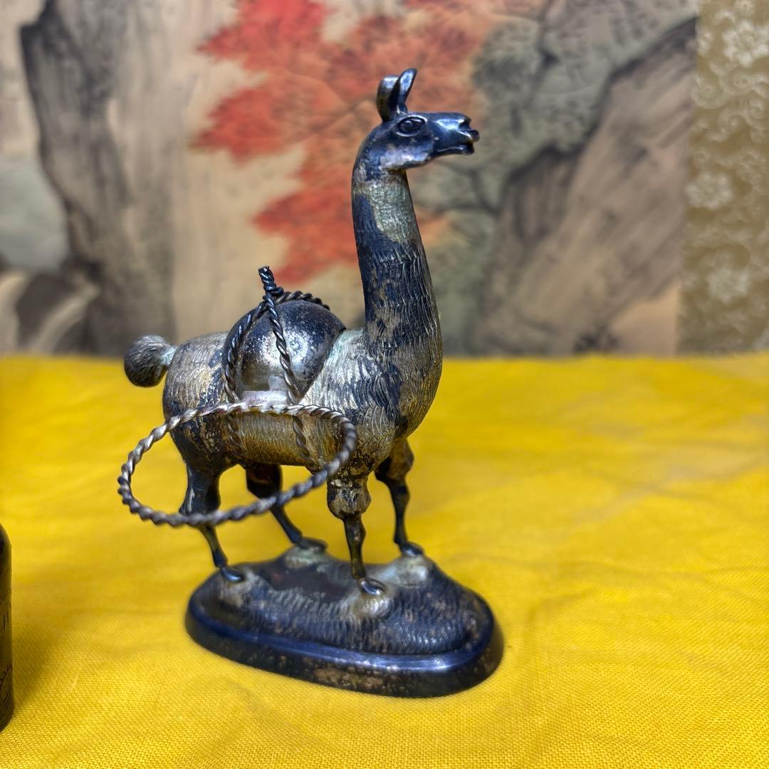 ラクダ　置物　銀　時代物