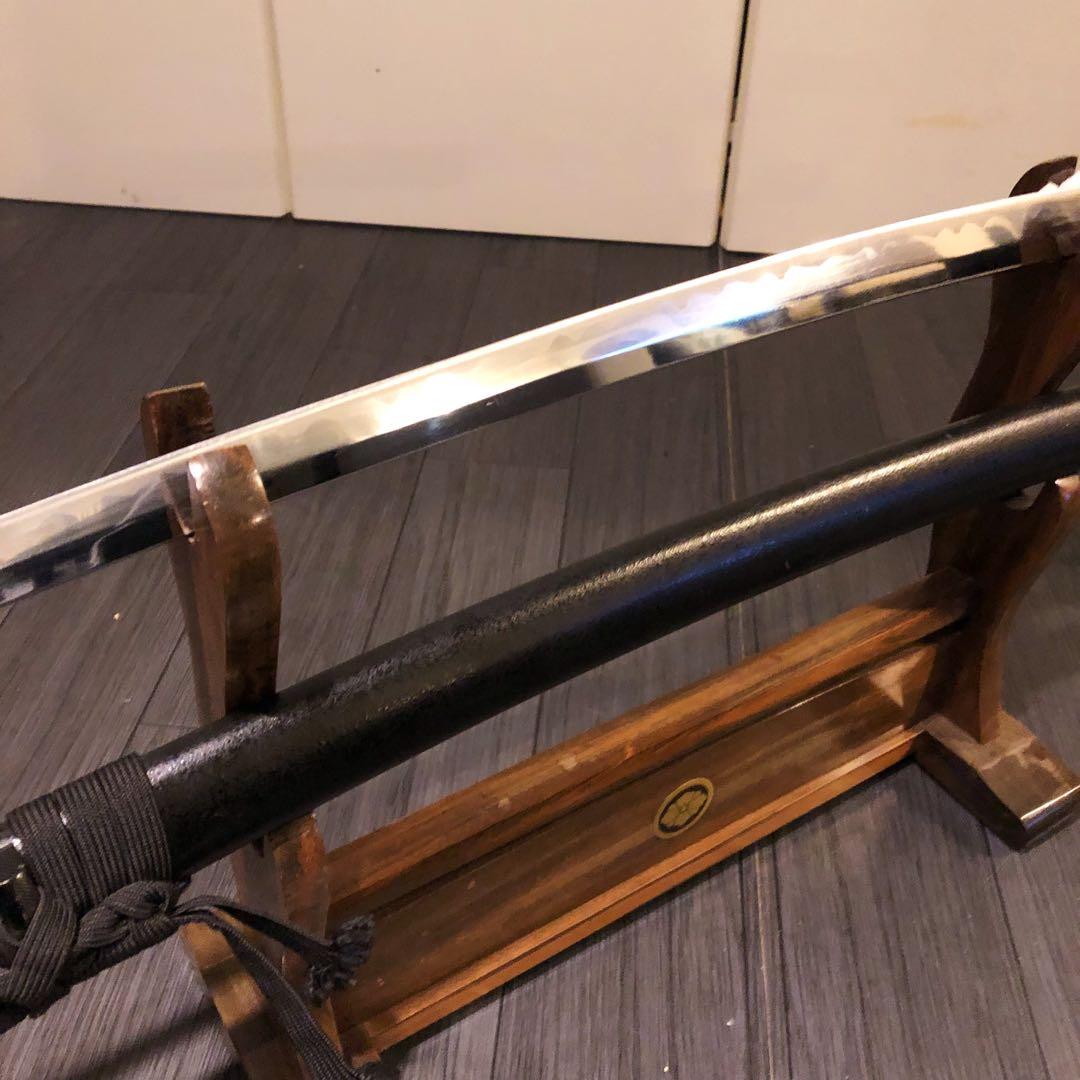 高級模造刀　黒拵え　居合刀　研波刃　合金　本格模擬刀